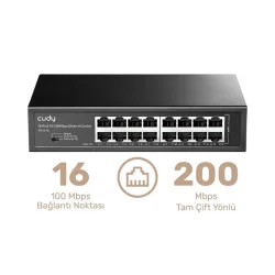 CUDY FS1016 - 16-Port 10/100 Mbps Metal Switch - 2