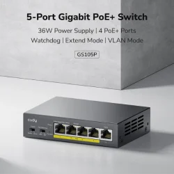 CUDY GS105P - 5-Port Gigabit PoE+ Switch 36W - 2